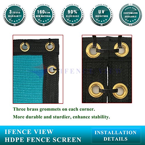 Ifenceview 6'x3' to 6'x50' Turquoise Green Shade Cloth Fence Privacy Screen Fence Cover Mesh Net for Construction Site Yard Driveway Garden Pergolas Gazebos Canopy Awning UV Protection (6' x 40')