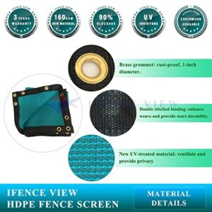 Ifenceview 6'x3' to 6'x50' Turquoise Green Shade Cloth Fence Privacy Screen Fence Cover Mesh Net for Construction Site Yard Driveway Garden Pergolas Gazebos Canopy Awning UV Protection (6' x 40')