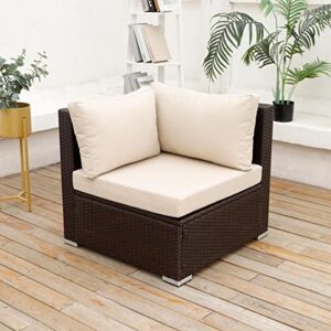 nicesoul conversation sets outdoor patio furniture sofa set table pe rattan wicker conversation sets clearance (brown corner)