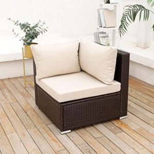NICESOUL Conversation Sets Outdoor Patio Furniture Sofa Set Table PE Rattan Wicker Conversation Sets Clearance (Brown Corner)