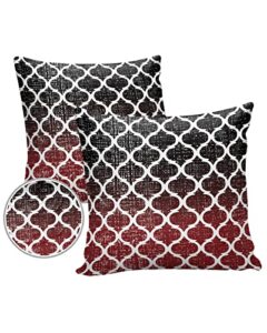 vandarllin outdoor throw pillows covers 24x24 set of 2 waterproof black and red ombre gradient decorative zippered lumbar cushion covers for patio furniture, morocco pattern