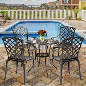 Giantex Patio Chairs Set of 2, Outdoor Dining Chairs Cast Aluminum, Durable Solid Legs, Bistro Chair w/Hollow Seat Back, Antique Armchairs for Lawn Porch Garden Backyard Poolside Deck