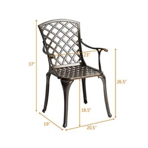 Giantex Patio Chairs Set of 2, Outdoor Dining Chairs Cast Aluminum, Durable Solid Legs, Bistro Chair w/Hollow Seat Back, Antique Armchairs for Lawn Porch Garden Backyard Poolside Deck