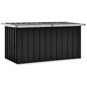 galvanized steel garden storage container deck box,garden storage box,waterproof,sturdy structure,with lid, for storing cushion,pillow,blanket,toys,garden tools,(anthracite) 50.8″x26.4″x25.6″