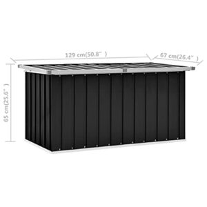 Galvanized Steel Garden Storage Container Deck Box,Garden Storage Box,Waterproof,Sturdy Structure,With lid, for Storing Cushion,Pillow,Blanket,Toys,Garden Tools,(Anthracite) 50.8"x26.4"x25.6"