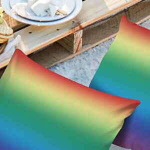 Outdoor Pillow Covers 18x18 Waterproof Throw Pillow Covers Pride Ombre LGBT Pillow Covers Decorative Garden Cushion Case for Patio Couch Sofa Polyester Decoration Set of 2 Rainbow