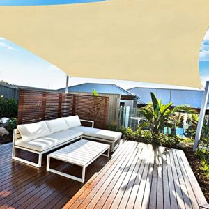 amazmic sun shade sail rectangle 10’x10′ uv block waterproof canopy outdoor activities patio/garden/backyard/swimming pools/carports, beige
