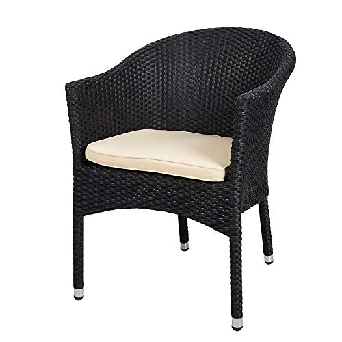 LUCKYERMORE Patio Dining Chairs All Weather Outdoor Garden Lawn Wicker Chair with Soft Cushion, Black