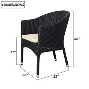 LUCKYERMORE Patio Dining Chairs All Weather Outdoor Garden Lawn Wicker Chair with Soft Cushion, Black