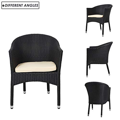 LUCKYERMORE Patio Dining Chairs All Weather Outdoor Garden Lawn Wicker Chair with Soft Cushion, Black