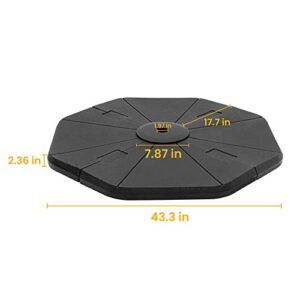Crestlive Products 120 LBS 4Pcs Patio Offset Umbrella Base, Heavy Duty Plastic Cantilever Weights, Water & Sand Filled Octagon Umbrella Stand for Outdoor, Lawn, Garden (Black)