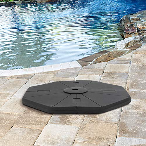 Crestlive Products 120 LBS 4Pcs Patio Offset Umbrella Base, Heavy Duty Plastic Cantilever Weights, Water & Sand Filled Octagon Umbrella Stand for Outdoor, Lawn, Garden (Black)