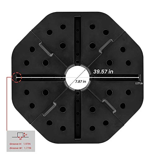 Crestlive Products 120 LBS 4Pcs Patio Offset Umbrella Base, Heavy Duty Plastic Cantilever Weights, Water & Sand Filled Octagon Umbrella Stand for Outdoor, Lawn, Garden (Black)