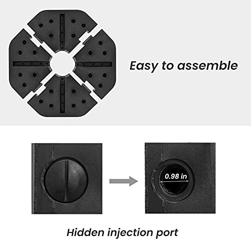 Crestlive Products 120 LBS 4Pcs Patio Offset Umbrella Base, Heavy Duty Plastic Cantilever Weights, Water & Sand Filled Octagon Umbrella Stand for Outdoor, Lawn, Garden (Black)