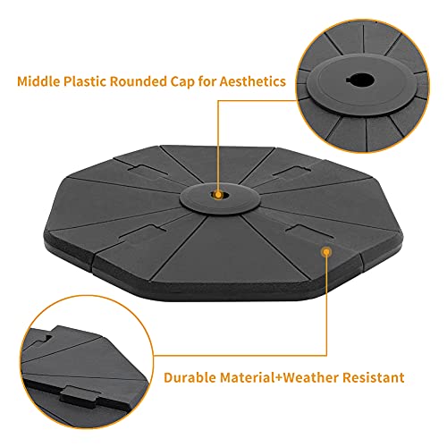 Crestlive Products 120 LBS 4Pcs Patio Offset Umbrella Base, Heavy Duty Plastic Cantilever Weights, Water & Sand Filled Octagon Umbrella Stand for Outdoor, Lawn, Garden (Black)