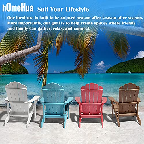 hOmeHua Hard Plastic Adirondack Chair Weather Resistant with Cup Holder, Imitation Wood Stripes, Easy to Assemble & Maintain, Outdoor Chair for Patio, Backyard Deck, Fire Pit & Lawn Porch - Black