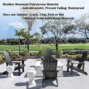 hOmeHua Hard Plastic Adirondack Chair Weather Resistant with Cup Holder, Imitation Wood Stripes, Easy to Assemble & Maintain, Outdoor Chair for Patio, Backyard Deck, Fire Pit & Lawn Porch - Black