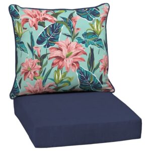 tropical blue deep seat replacement cushion 24 x 24 x 5.75 in & 24 x 22.5 x 5.75 in (set of 2 shipped in re-sealable vacuum storage bag) for outdoor patio furniture