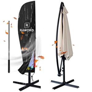 raword patio umbrella cover for 9ft to 11ft,waterproof offset parasol cantilever umbrella cover with zipper used for outdoor,garden,hanging(black)