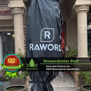 Raword Patio Umbrella Cover for 9ft to 11ft,Waterproof Offset Parasol Cantilever Umbrella Cover with Zipper Used for Outdoor,Garden,Hanging(Black)