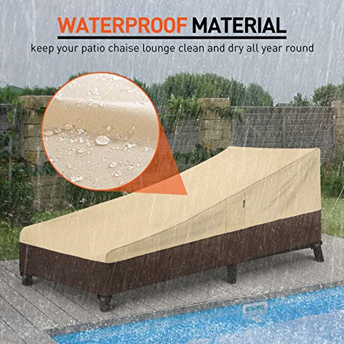 Arcedo 60 Inch Patio Sofa Cover and 2 Pack 80 Inch Patio Chaise Lounge Covers, Waterproof Outdoor Furniture Covers, Beige & Brown