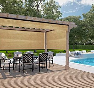 Shatex Garden Shade Fabric Adjustable Vertical Side Wall Panel for Patio/Pergola/Window 6x5ft Wheat