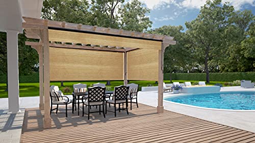 Shatex Garden Shade Fabric Adjustable Vertical Side Wall Panel for Patio/Pergola/Window 6x5ft Wheat