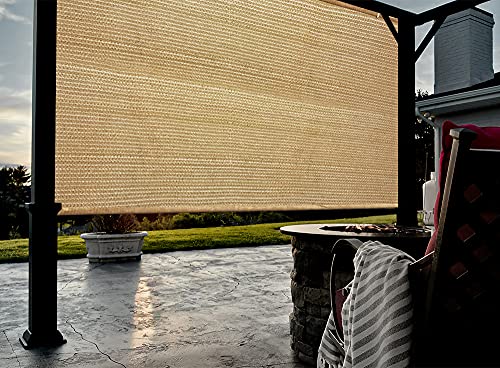 Shatex Garden Shade Fabric Adjustable Vertical Side Wall Panel for Patio/Pergola/Window 6x5ft Wheat