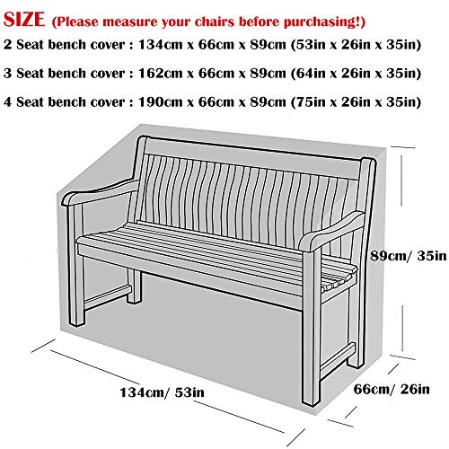 Patio Loveseat Bench Cover UCARE Waterproof 2/3/4 Seater Garden Sofa Bench Protector Lounge Deep Seat Covers for Outdoor Indoor Furniture (4 seat Bench Cover: 75x26x35in/ 190x66x89cm)