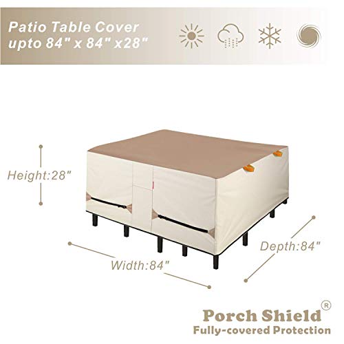 Porch Shield Patio Furniture Cover - Square Table Cover 84 x 84 inch Bundles with Outdoor Chair Cover 34W x 37D x 36H inch - 2 Pack