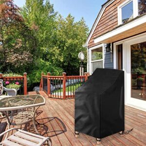 Outdoor Stackable Patio Chair Covers 2 Pack,Uranshin Waterproof Anti-UV Outdoor Chair Cover Heavy Duty Lawn Stacking Chair Covers All Weather Protection Garden Chairs Cover Fit for 5-7 Stackable Dining Chairs,Black