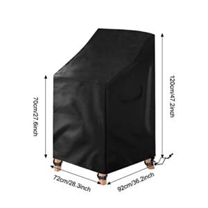 Outdoor Stackable Patio Chair Covers 2 Pack,Uranshin Waterproof Anti-UV Outdoor Chair Cover Heavy Duty Lawn Stacking Chair Covers All Weather Protection Garden Chairs Cover Fit for 5-7 Stackable Dining Chairs,Black