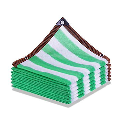 ZYHZJC Shade sail, Sunblock Shade Cloth 90% Sun Shade Sail with Grommets Heat Insulation Breathable Shade Fabric Sun Block for Patio, Garden, Backyard (Color : Green White Stripes, Size : 3x5m)