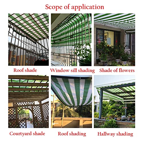 ZYHZJC Shade sail, Sunblock Shade Cloth 90% Sun Shade Sail with Grommets Heat Insulation Breathable Shade Fabric Sun Block for Patio, Garden, Backyard (Color : Green White Stripes, Size : 3x5m)