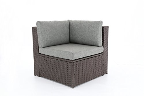 Baner Garden (K35-CH 4 Pieces Outdoor Furniture Complete Patio Cushion Wicker Rattan Garden Corner Sofa Couch Set, Chocolate