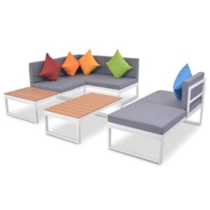 vidaxl patio corner sofa set 19 piece aluminum wpc garden outdoor furniture