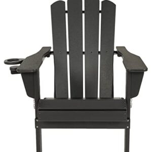 doubob Folding Adirondack Plastic Outdoor Patio HDPE Weather Resistant Fire Pit Chairs for Deck Backyard Lawn Garden, Extra Large, Black