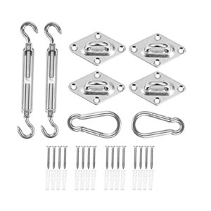 s.yeoo sun shade sail hardware kit, heavy duty 316 stainless steel for rectangle shade sails installation, rectangular square shade sail for outdoor terrace lawn garden (rectangle-6m-1 set)