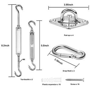 S.yeoo Sun Shade Sail Hardware Kit, Heavy Duty 316 Stainless Steel for Rectangle Shade Sails Installation, Rectangular Square Shade sail for Outdoor Terrace Lawn Garden (Rectangle-6M-1 Set)