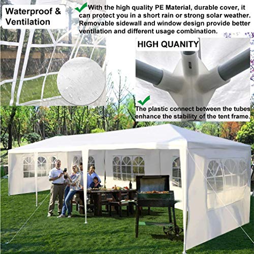 10' X 30'Outdoor Gazebo Canopy Tent,Party Wedding Tent Heavy Duty Gazebo Pavilion,Large BBQ Patio Tent Grill Commercial Camping Tent Shelter for Garden Backyard Lawns,with 5 Removable SideWalls,White