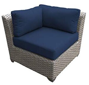 TK Classics Florence Sectional Seating Group with Cushions 9 Piece Outdoor Wicker Patio Furniture Set, Navy