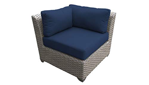 TK Classics Florence Sectional Seating Group with Cushions 9 Piece Outdoor Wicker Patio Furniture Set, Navy