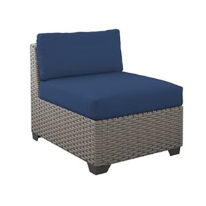 TK Classics Florence Sectional Seating Group with Cushions 9 Piece Outdoor Wicker Patio Furniture Set, Navy