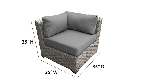 TK Classics Florence Sectional Seating Group with Cushions 9 Piece Outdoor Wicker Patio Furniture Set, Navy