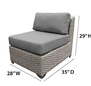 TK Classics Florence Sectional Seating Group with Cushions 9 Piece Outdoor Wicker Patio Furniture Set, Navy