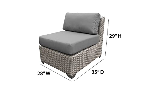 TK Classics Florence Sectional Seating Group with Cushions 9 Piece Outdoor Wicker Patio Furniture Set, Navy