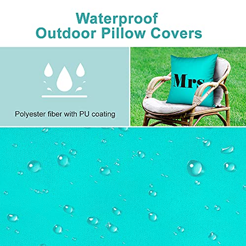 Aimou Outdoor Pillow Covers, 18x18 Inch Set of 2 Waterproof Patio Throw Pillow Covers, Decorative Pillowcase Square Cushion Case Covers for Patio Furniture, Garden, Balcony, Farmhouse - Light Blue