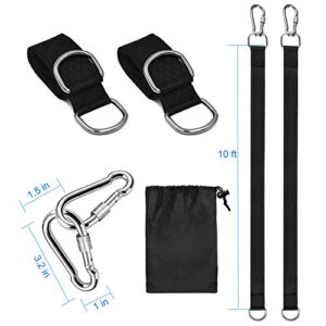 Tree Swing Hanging Straps Kit,2 PCS Tree Swing Straps Holds 2000 lbs,10FT Extra Long Straps with Safer Lock Carabiners,Perfect for Hammock,Tree Swing,Carry Pouch & Easy Fast Installation