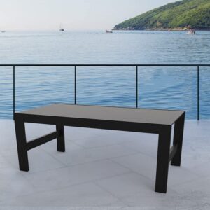 CNPRAZ Black Aluminum Outdoor Patio Coffee Table, Suitable for Garden, Open-air Balcony, Poolside, Easy to Move, Quick to Assemble, Full Aluminum Alloy Frame