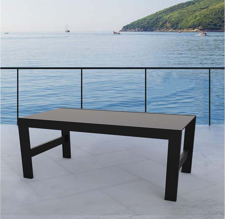 CNPRAZ Black Aluminum Outdoor Patio Coffee Table, Suitable for Garden, Open-air Balcony, Poolside, Easy to Move, Quick to Assemble, Full Aluminum Alloy Frame